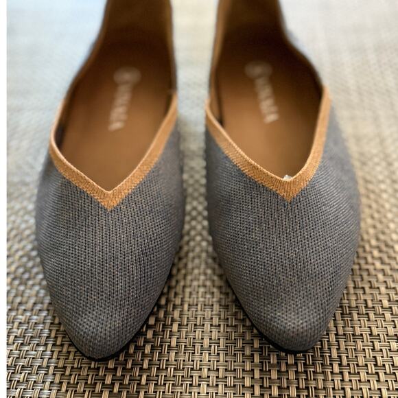 VIVAIA Vienna 2.0 Knit Pointed-Toe V-Cut Ballet Flats Sandy Blue 38/9.5 Preppy - Picture 3 of 7